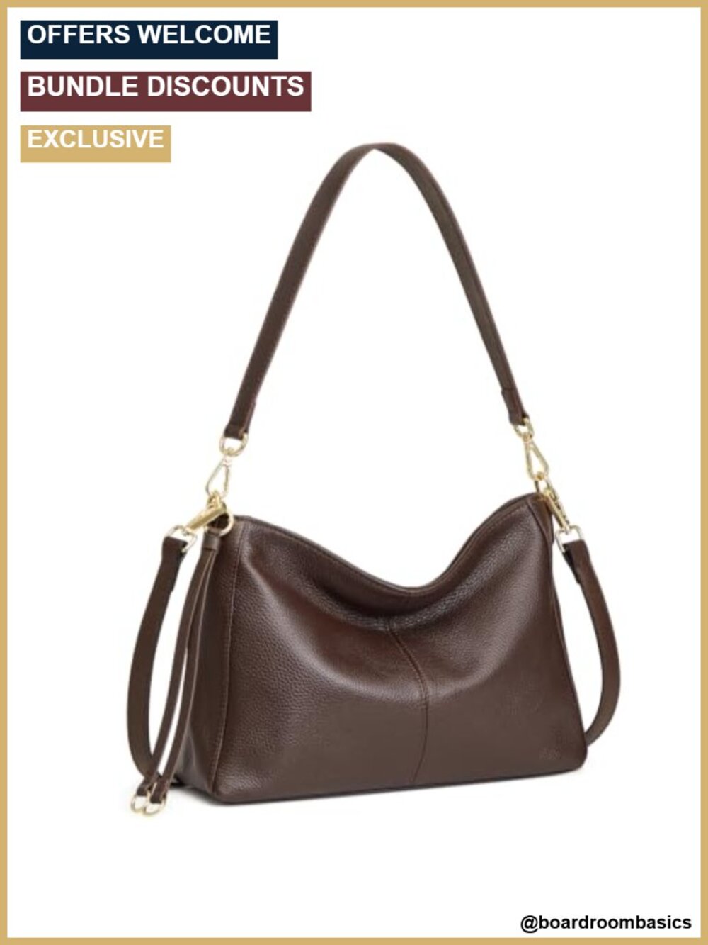 Genuine Leather Slouchy Hobo Shoulder Bag Anti-Theft Crossbody Purse